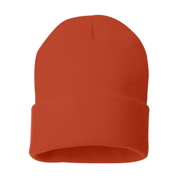 Sportsman Unisex Solid Cuffed Beanie 12" Hat Cap Winter Acrylic Soft Toboggan (Orange, One Size)