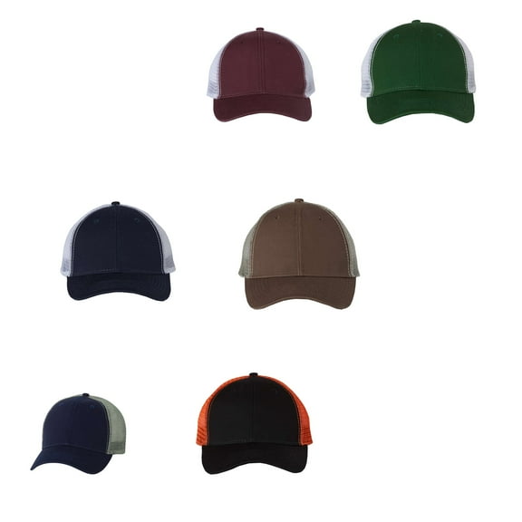 Sportsman Washed Trucker Cap for Unisex Size - Adjustable | Assorted Colors Cotton Chino Twill Cap, Pack 6