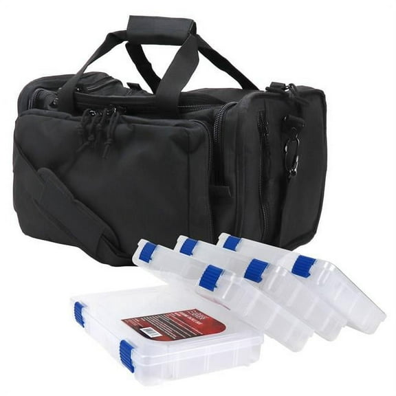 Sportsmans Supply 1125090 Osage River Deluxe Fishing Tackle Bag with 4 Medium Box, Black