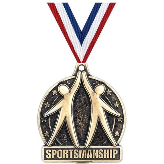 Sportsmanship Medals, 2" Gold Diecast Sportsmanship Medal Award 10 Pack
