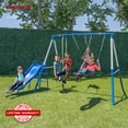 Sportspower Albany Swing Set 2Person Glider, 2 Sling Seats, 5' Slide, Lifetime Warranty