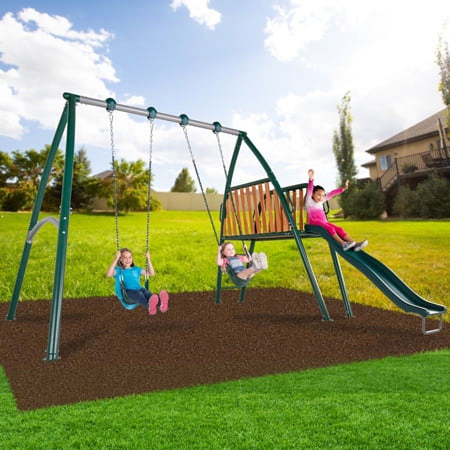 Gorilla Avalon Set Wooden Swing, Roof, Monkey Bars, Climbing Wall