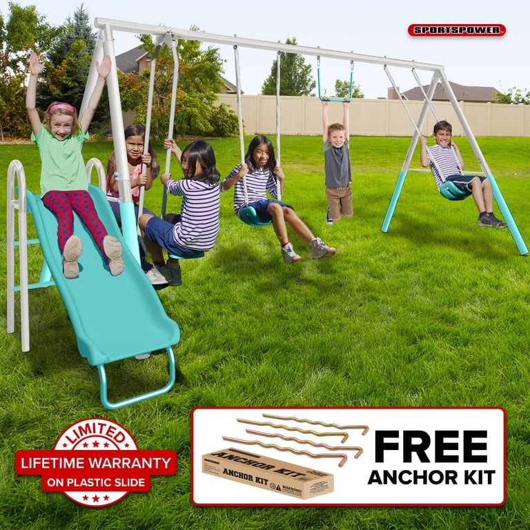 Sportspower Arcadia Metal Swing Set for Kids Ages 3-8, Outdoor