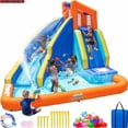 thumbnail image 1 of Sportspower Big Wave II Inflatable Water Slide with Climbing Wall & Splash Pool, Backyard Water Park for Kids, Blow Up Waterslide, Water Balloons Included, 1 of 8