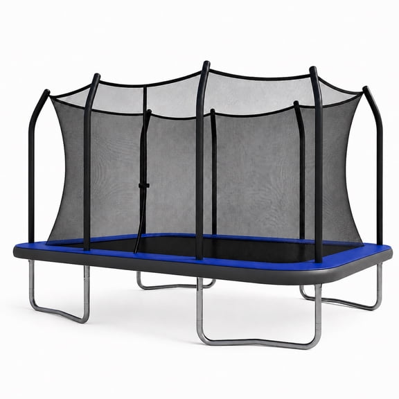 Sportspower BouncePro 9x15ft Rectangular Trampoline Meets ASTM Safety Standards, Heavy-Duty Rust-Resistant Steel Frame, UV-Resistant Jump Mat & Safety Net