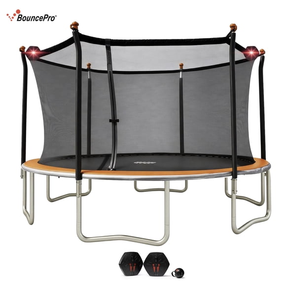 Sportspower BouncePro 15ft Trampoline Meets ASTM Safety Standards, Heavy-Duty Rust-Resistant Steel Frame, UV-Resistant Jump Mat, Safety Net & Electronic Target Game