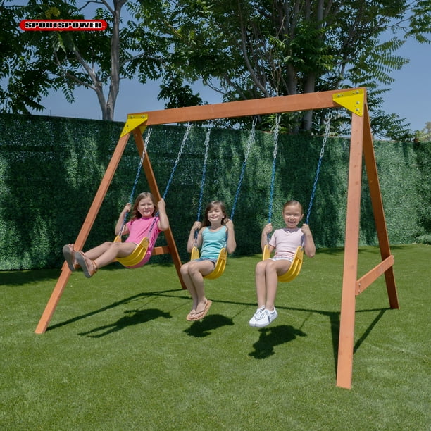 Sportspower Brooklyn Wooden Swing Set with 3 Swings