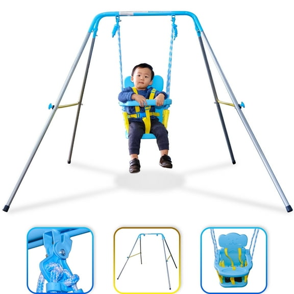 Sportspower FNS-004 My 1st Toddler Swing - Heavy-Duty Baby Indoor/Outdoor Swing Set with Safety Harness, Puppy Version, 58" L x 58" W x 47" H