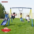 thumbnail image 1 of Sportspower Outdoor My 1st Metal Swing Set for Ages 3-8, 400lbs Capacity & 6.2ft Frame, 2 Swings, Trapeze & 5ft Slide, 1 of 10
