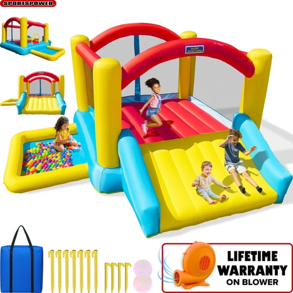 Sportspower My 1st Bounce House With Slide & Ball Pit - Inflatable Bouncer - 16 Piece Set