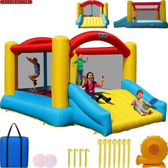 Sportspower My 1st Jump N Play Inflatable Bounce House for Kids with Slide | 12.5' x 6.8' x 9.5' | Bouncer for Jumpers | ASTM Certified | Lifetime Warranty on 750W Blower