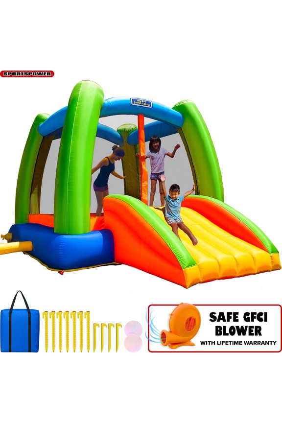 Kids Inflatable Bounce House with Slide & Blower, Bouncy Castle Jumper for Backyard Outdoor Indoor Play, Toddler Bounce House Ages 38