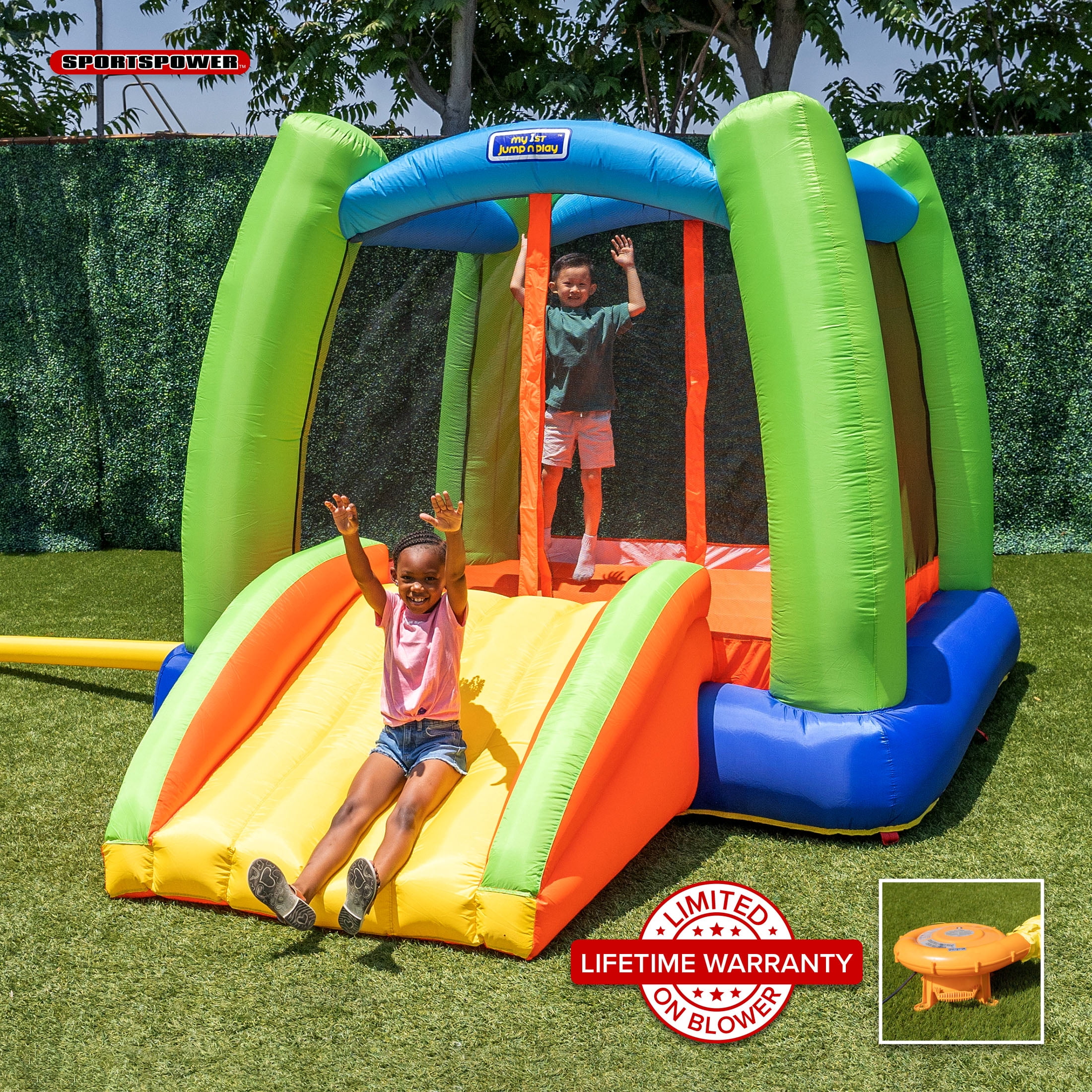 Sportspower My First Jump n Play 12 feet Inflatable Bounce House with Lifetime Warranty on Heavy Duty Blower Walmart
