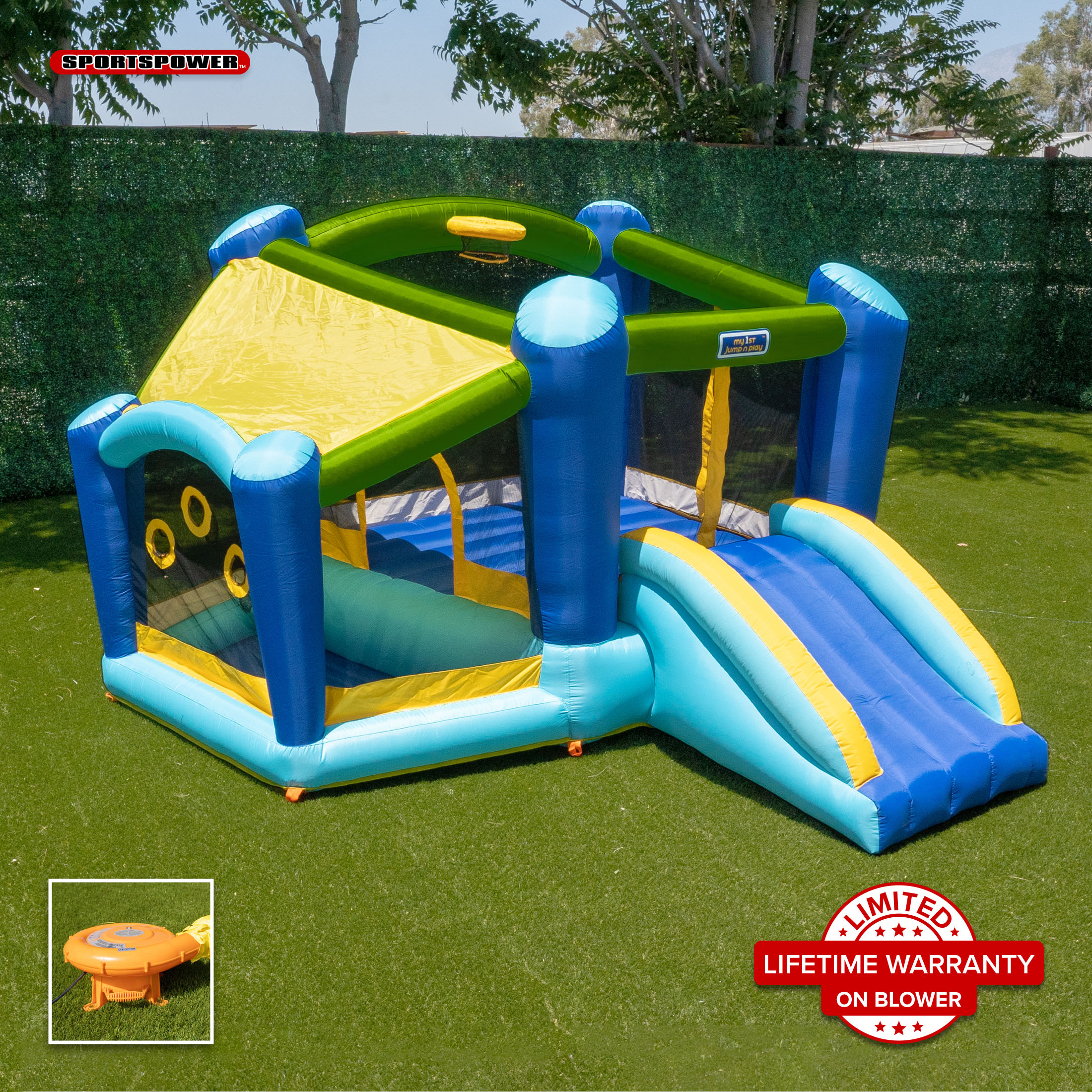 Sportspower My First Jump 'n Slide Bounce House with Ball Pit & with Lifetime Warranty on Heavy Duty Blower - image 1 of 10