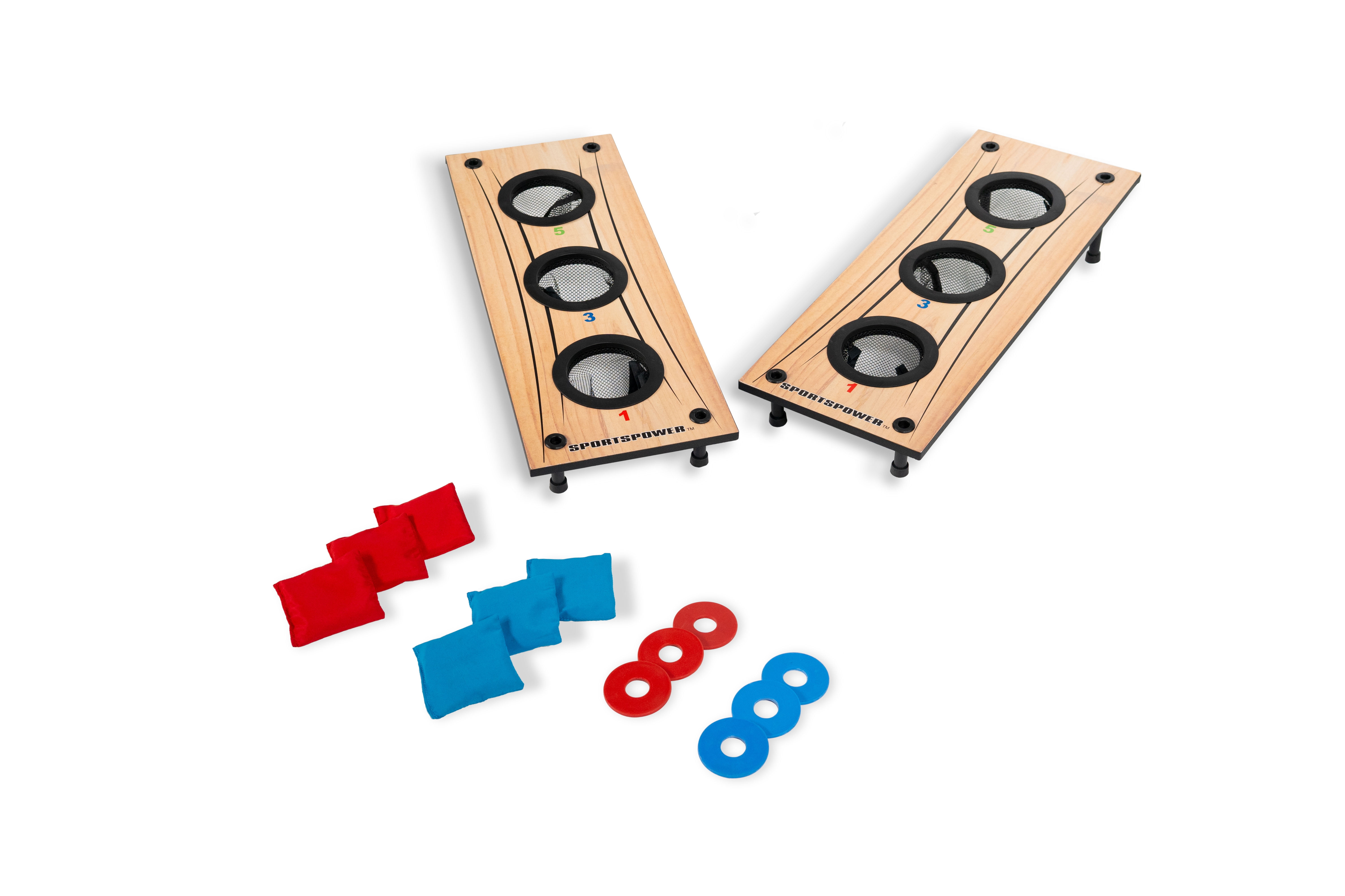 Sportspower Portable 2 in 1 3 Hole Bean Bag Toss and Washer Toss Combo Anywhere Fun for Adults