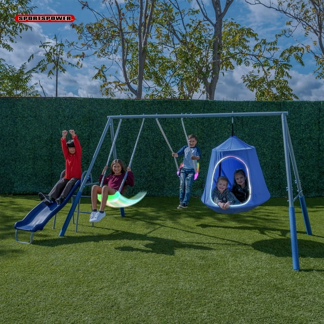 Sportspower Shooting Star Metal Swing Set with LED Swings & 5' Double
