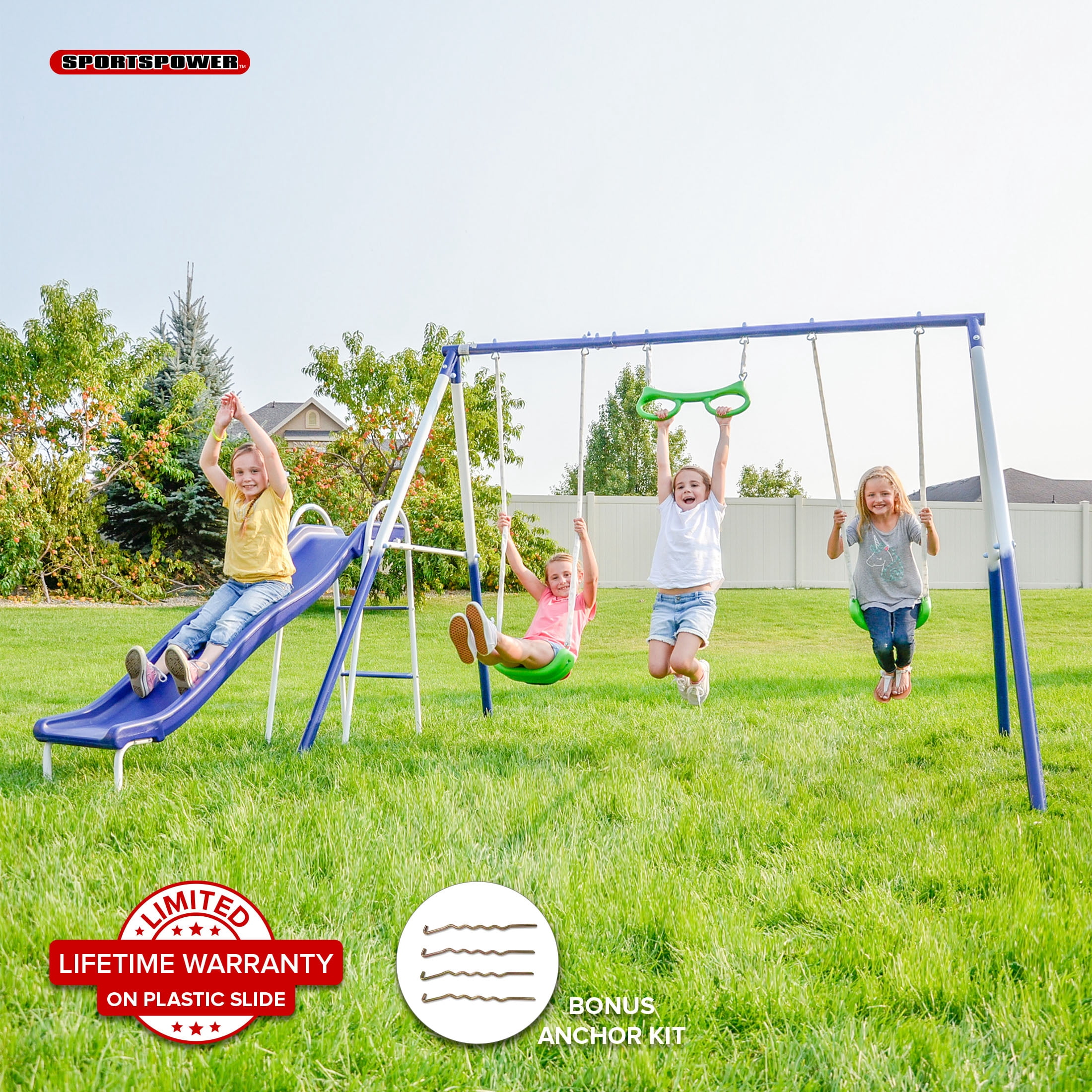 Sportspower Sierra Vista Outdoor Metal Swing Set with Trapeze, Lifetime