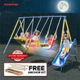 thumbnail image 1 of Sportspower Starlight Metal Swing Set with 2 LED Swings, Saucer Swing, Lifetime Warranty on Slide, and Bonus Anchor Kit, for Kids Aged 3-8, 1 of 12