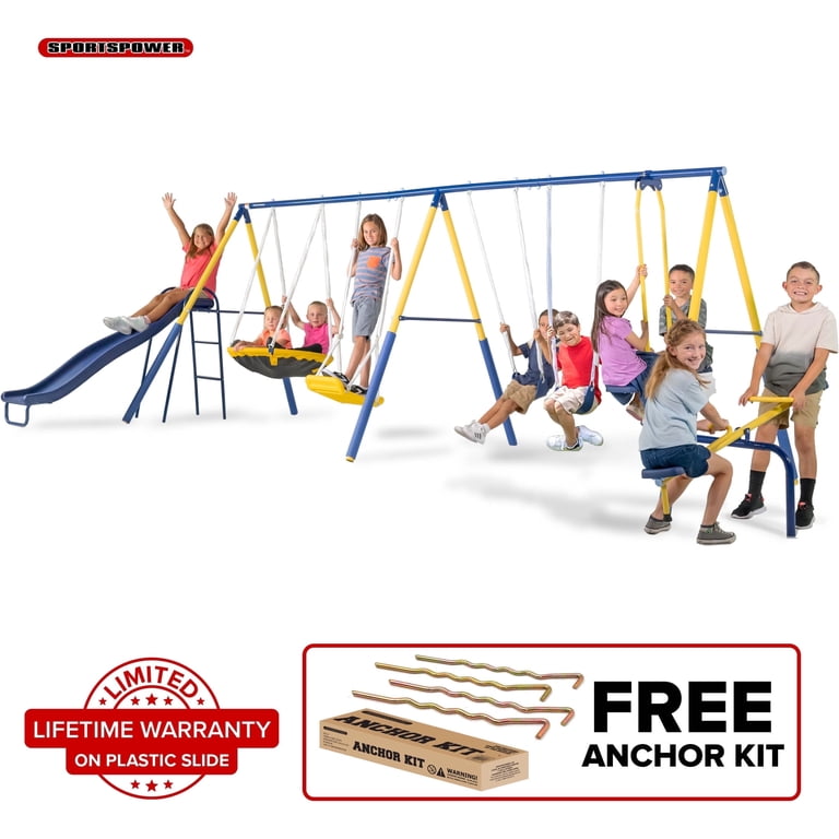 Sportspower Super 10 Play Set: Metal Swing, Saucer, Standing Swing