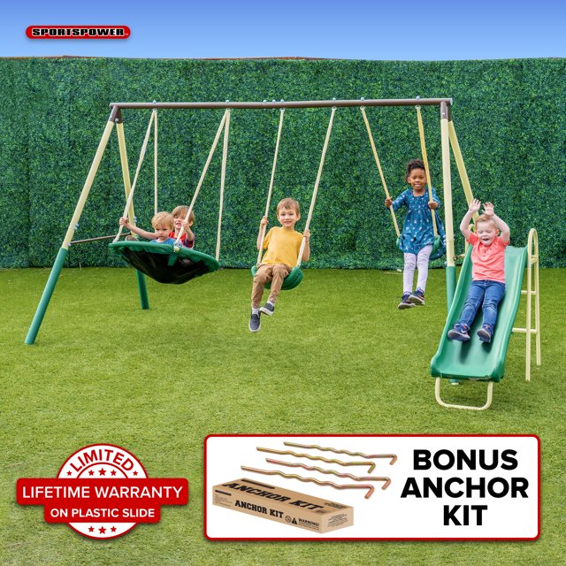 Sportspower Super Saucer Metal Swing Set with Padded Saucer Swing