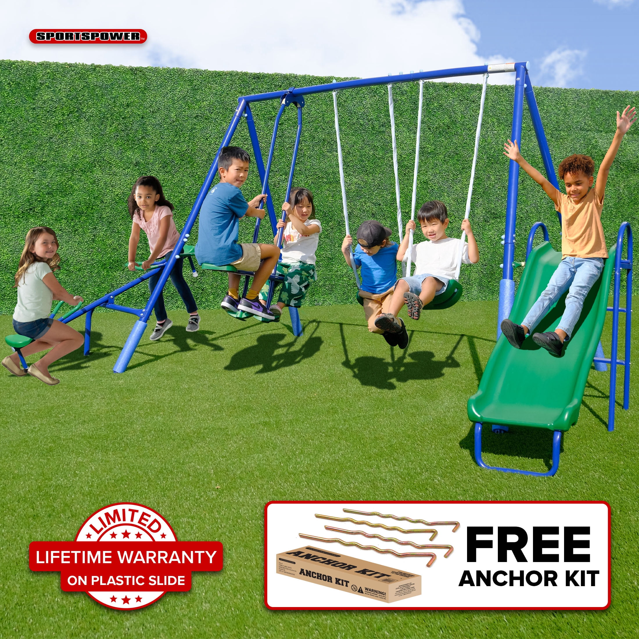 Sportspower Super Swing and Glide Metal Swing Set with 2 Person
