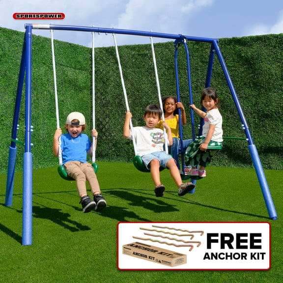 Sportspower Swing & Glide Metal Swing Set with 2 Swings & 2-Person Glide Ride