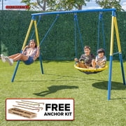 Sportspower My 1st Swing and Saucer Outdoor Backyard Playset, Belt Swing & 32" Saucer Swing, 6-Foot Heavy-Duty Frame, 300lbs Capacity, for Kids Ages 3–8