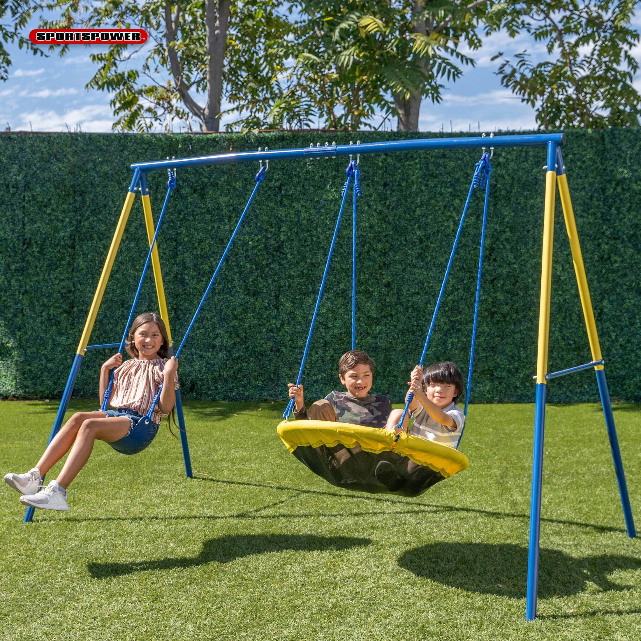 Sportspower Swing and Saucer Swing Metal Set with Heavy Duty A-Frame, holds up to 300 lb.