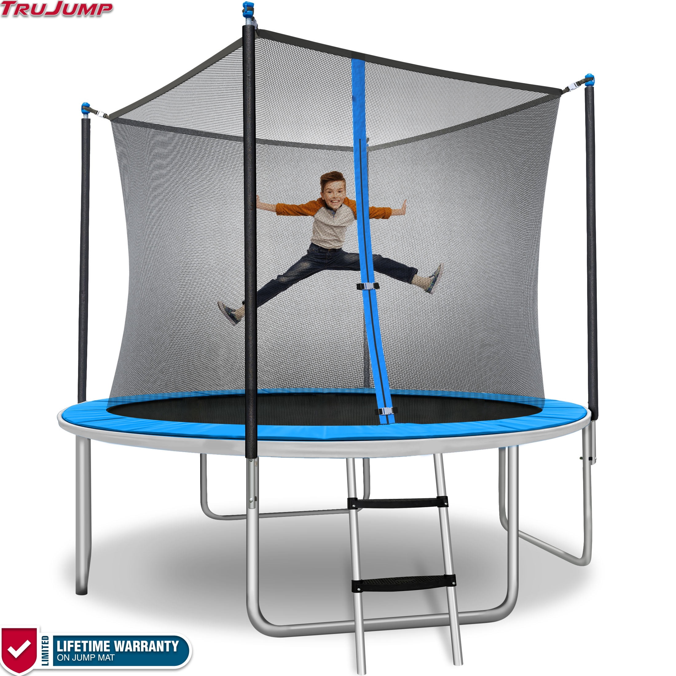 Sportspower TruJump 10' Round Trampoline with Classic Steel Enclosure Combo & Jump Mat with Lifetime Warranty