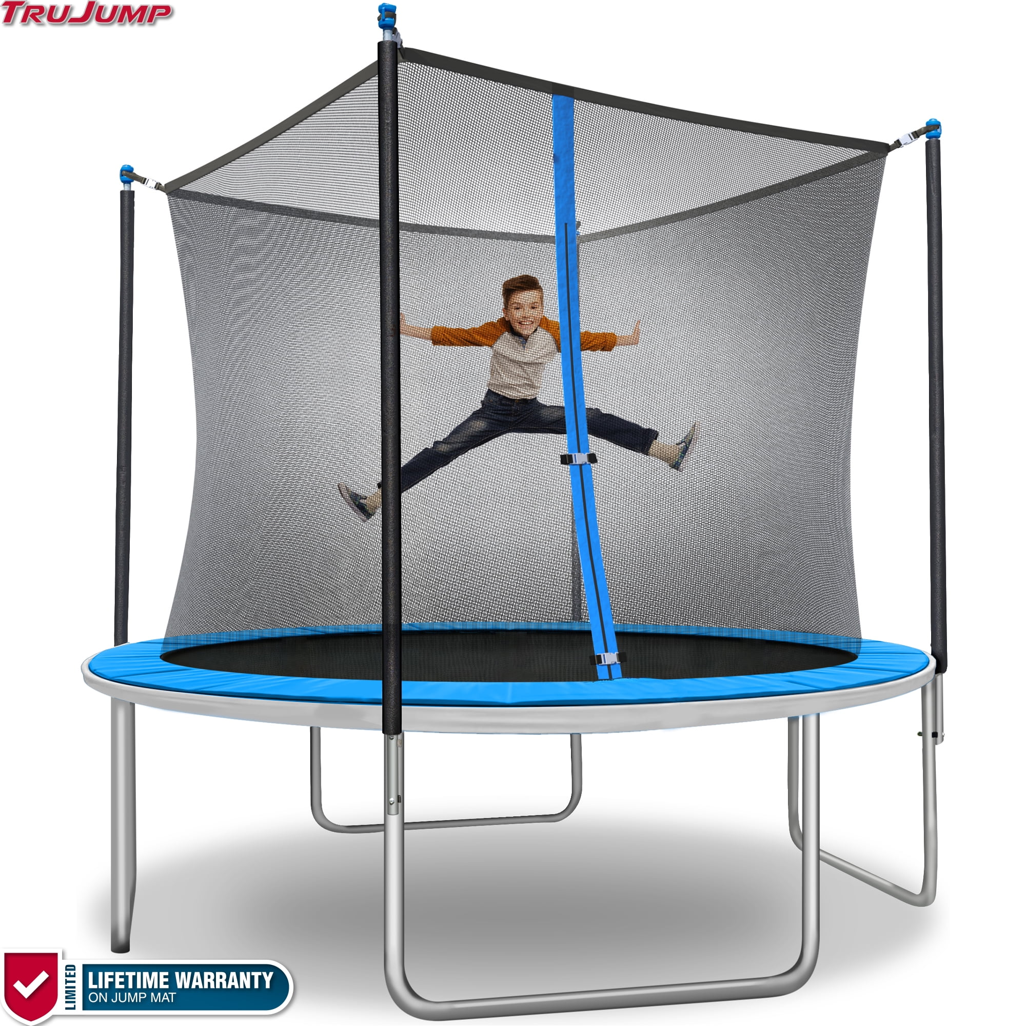 Sportspower TruJump 10' Round Trampoline with Classic Steel Enclosure Combo & Jump Mat with Lifetime Warranty