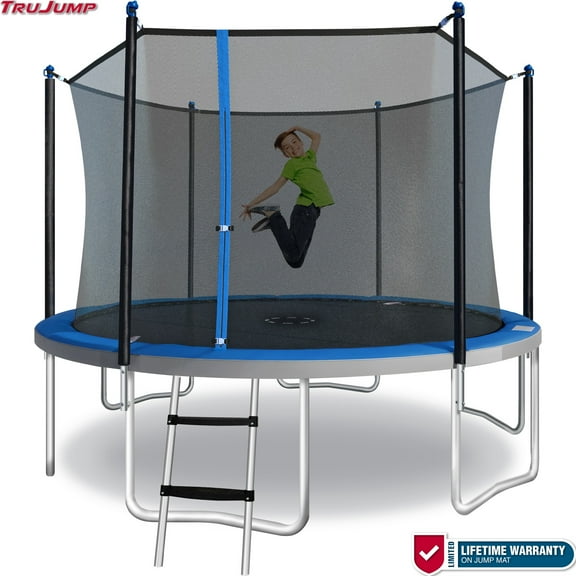 Sportspower TruJump 12' Trampoline with Safety Enclosure, Jump Mat with Lifetime Warranty, and Ladder