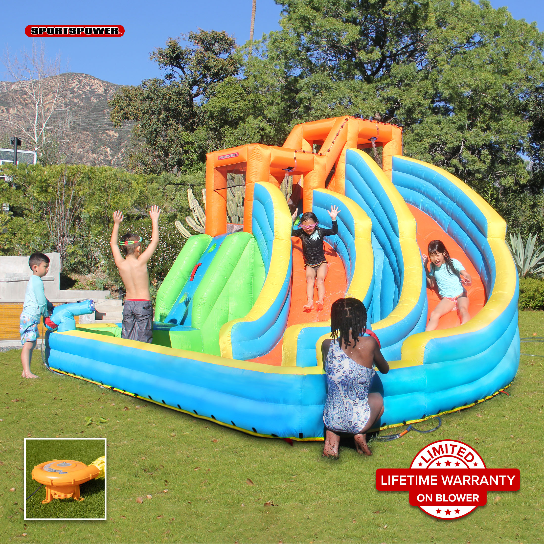 Bounceland Double Water Slide with Splash Pool