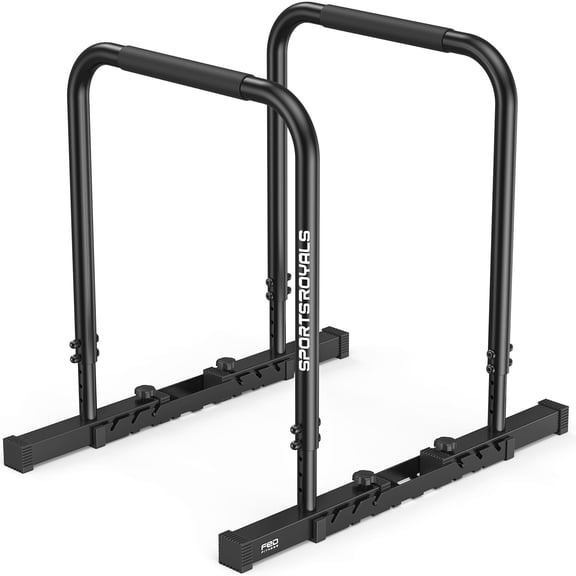 Sportsroyals Adjustable Dip Bar Station - Heavy Duty 600LBS Capacity Parallel Bars for Home Gym, 4-Level Height & 5-Level Width Calisthenics Equipment for Upper Body & Core Strength Training