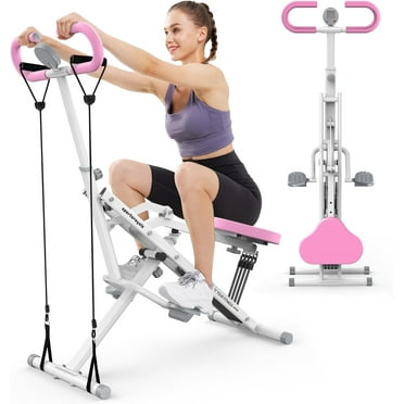 Sportsroyals Pink Squat Machine for Home,Rodeo Core Exercise Machine,330lbs Foldable,Adjustable 4 Resistance Bands,Ride & Rowing Machine for Botty Glutes Butt Thighs,Ab Back/Leg Press Hip Thrust…