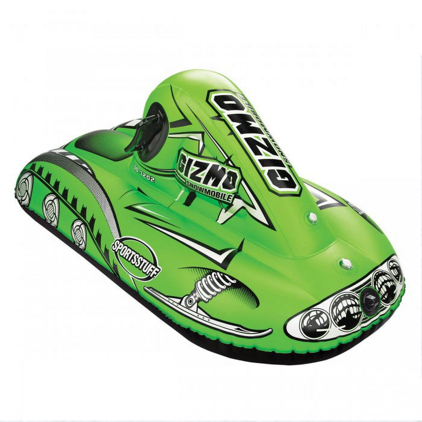 Sportsstuff Gizmo 1-Rider Inflatable Snowmobile Sled for Children, Green
