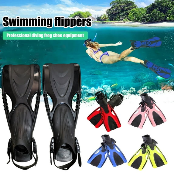 Sportteer Adult Swimming Fins Comfortable Snorkeling Fins Pair of Swim Fins For Adults, Adjustable Buckles, Open Heel, Travel Size, Ideal for Snorkeling and Diving