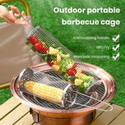 Sportteer BBQ Cage Large-capacity BBQ Grill Outdoor BBQ Cage Stainless Steel, Heat-Resistant, Non-Stick, with Long Handle for Even Heating