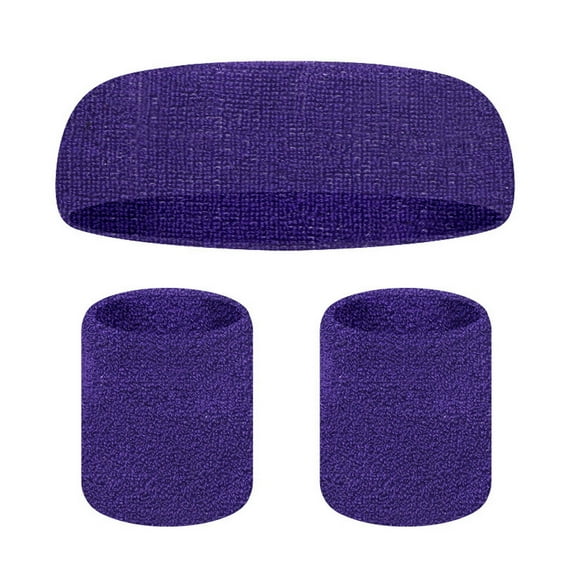 Sportteer Cotton Sweat Bands Non-sweaty Sweat Bands Sports Sweat Bands Set Three-piece Set Sweat-absorbing Breathable Head & Wrist Protection Soft Elastic Colorful