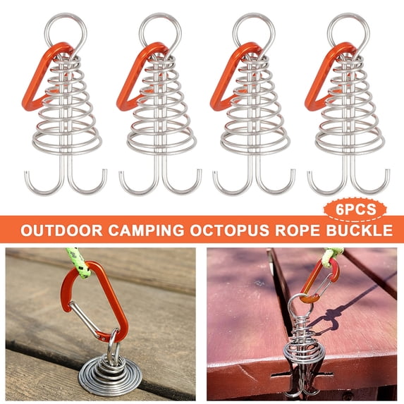 Sportteer Deck Peg Tent Spring Buckle Plank Hook Spring with Adjustable Deck Peg Stainless Steel for Camping