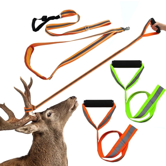 Sportteer Deer Drag Strap Adjustable Deer Rope And Harness Deer Drag Strap Easy to Use Reflective Adjustable Deer Harness Leash with Non-Slip Handle