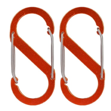 Sportteer Hanging Buckle 2Pcs Colored Carabiner Zipper Lock Clips Strong Load-bearing Portable Outdoor Camping Keyring Clips S-shaped Carabiners Aluminum Alloy Hanging Buckle