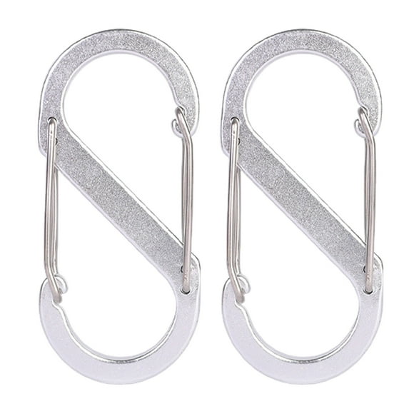 Sportteer Hanging Buckle 2Pcs Colored Carabiner Zipper Lock Clips Strong Load-bearing Portable Outdoor Camping Keyring Clips S-shaped Carabiners Aluminum Alloy Hanging Buckle