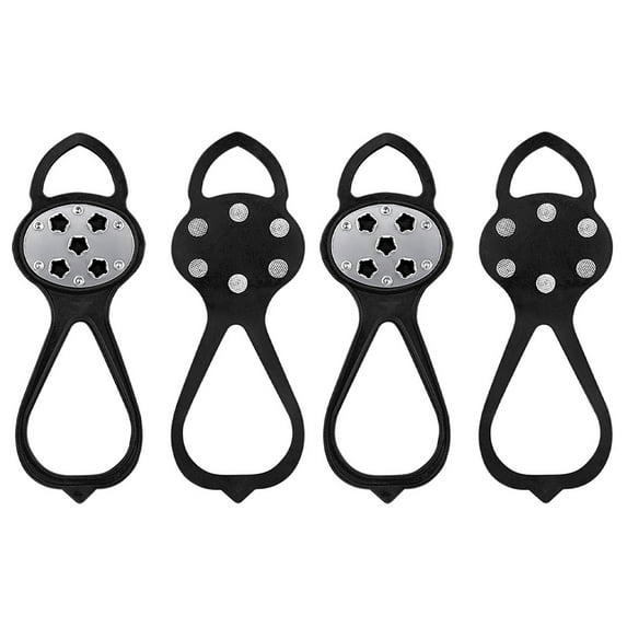 Sportteer Ice Snow Cleats Snow Traction Cleats Crampons Traction Cleats Snow Shoe Spikes 2 Pairs Universal Simple Installation -Slip Rubber Grips Crampons Spikes