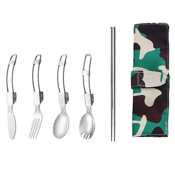 Sportteer Picnic Utensil Set Folding Cutlery Set 1 Set Camping Tableware Stainless Steel Outdoor Picnic Portable Folding Cutlery Daily Use Picnic