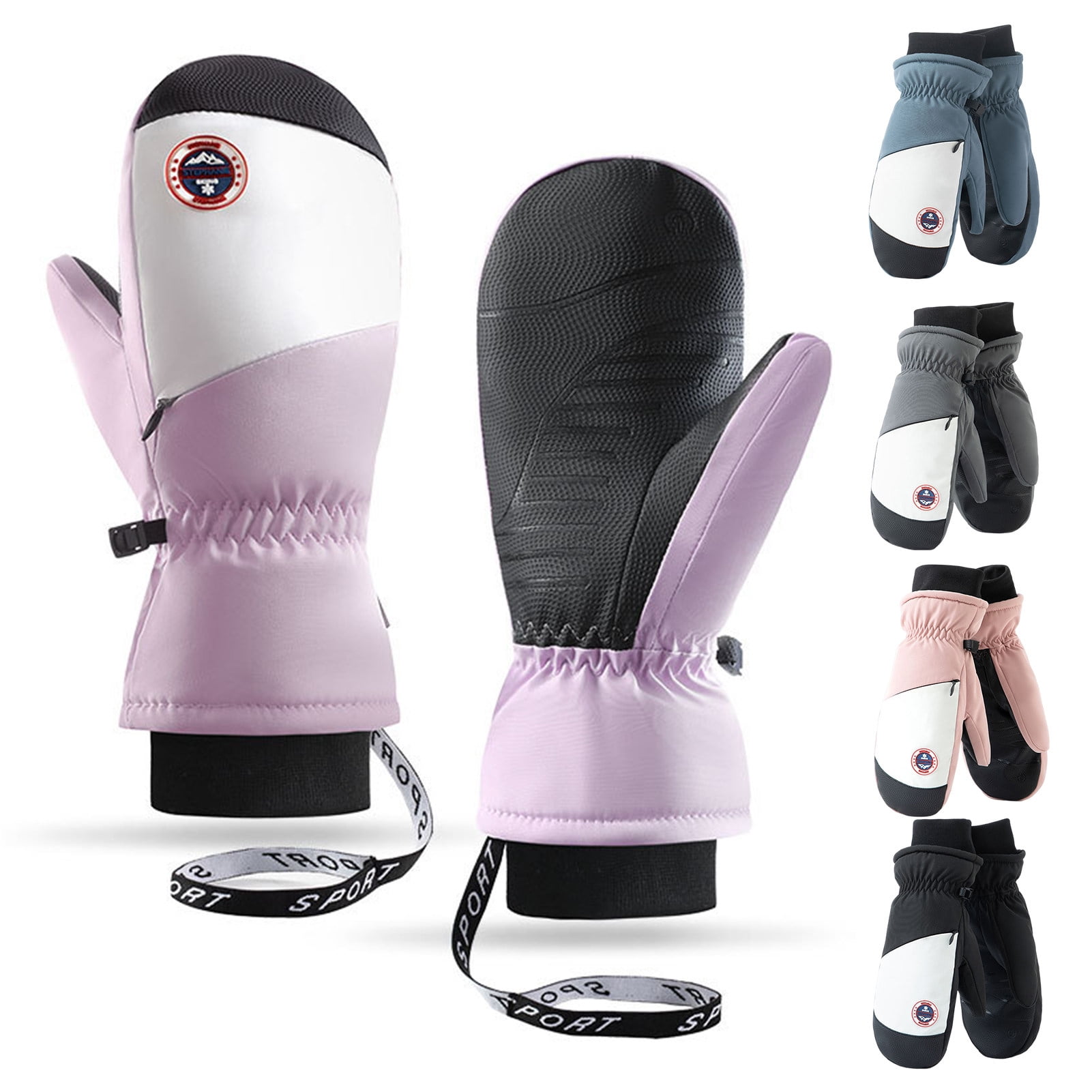Sportteer Skiing Mittens Thickened Plush Fleece Mittens Winter Warm Mittens 1 Pair for Men Women Outdoor Sports Cold Weather Thermal Plush Liner Windproof Waterproof Snow