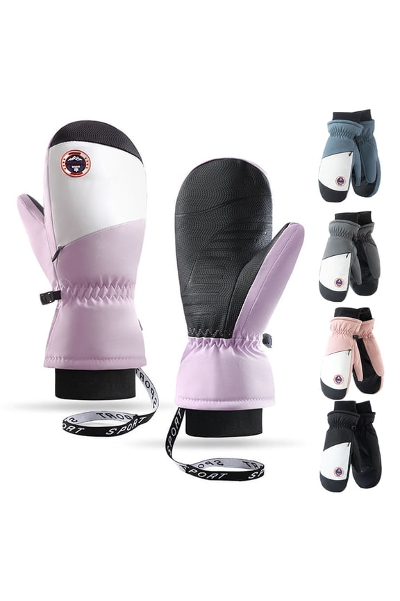 Skiing Mittens Thickened Plush Fleece Mittens Winter Warm Mittens 1 Pair for Men Women Outdoor Sports Cold Weather Thermal Plush Liner Windproof Waterproof Snow