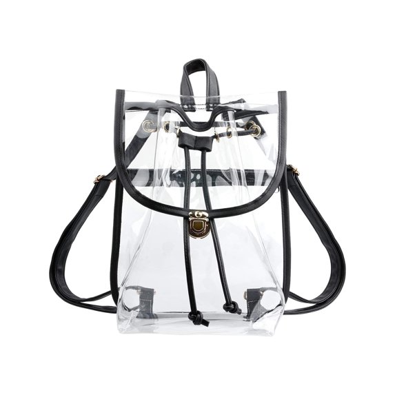 Sportteer Transparent Backpack PVC Clear Backpack Stadium Approved Waterproof Drawstring Transparent Visible Men Women Teenage Outdoor Travel Casual Bookbag Clear Stadium Bag