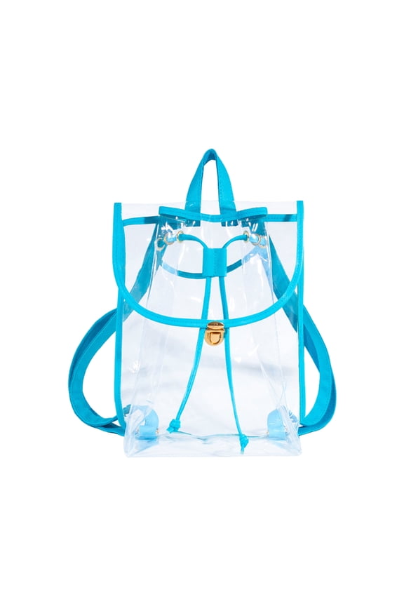 Transparent Backpack PVC Clear Backpack Stadium Approved Waterproof Drawstring Transparent Visible Men Women Teenage Outdoor Travel Casual Bookbag Clear Stadium Bag