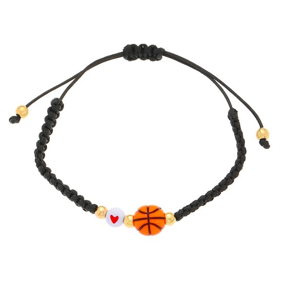 Sporty Beaded Fabric Wristband Football Tennis Rugby Design Adjustable Sizes Casual Athletic Wrist Jewelry for Adults