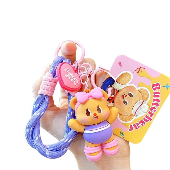 Sporty Cartoon Bear Keychain Backpack Decoration Butter Theme Lightweight Bag Pendant For Birthday Party